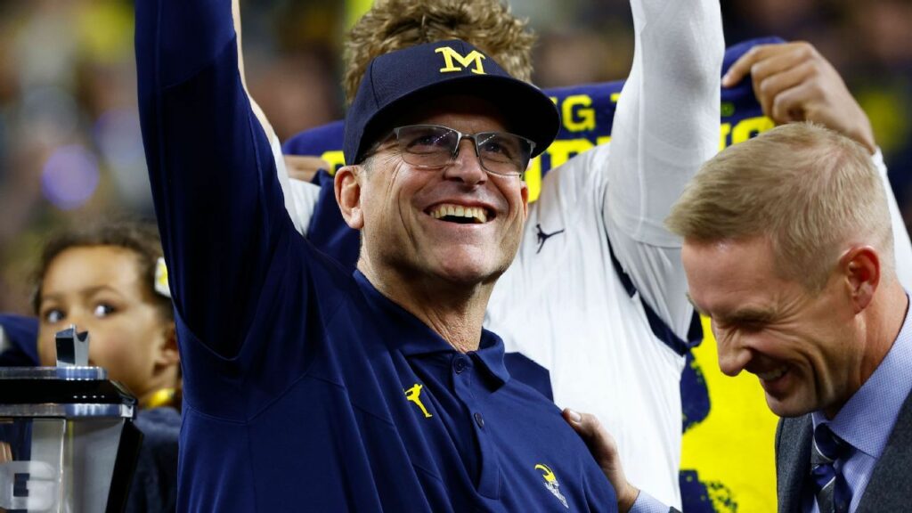 Jim Harbaugh, de Michigan, anuncia o impacto do efeito “Campeão Nacional”.