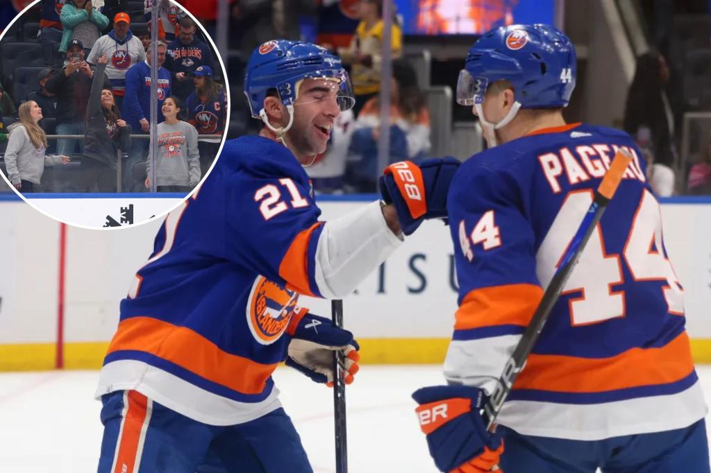 O triplo histórico de Kyle Palmieri levou os Islanders a uma grande vitória sobre os Bruins