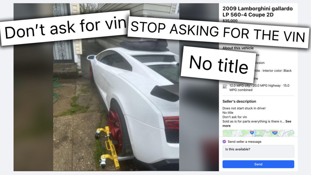 Definitivamente, este não é um Lamborghini roubado no Facebook Marketplace, não senhor