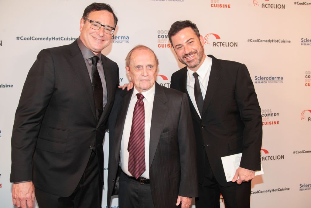 Bob Saget, Bob Newhight e Jimmy Kimmel em um evento de caridade.