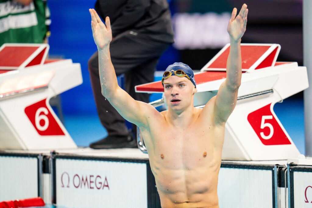 Leon Marchand após vencer os 400m medley individual “A atmosfera era incrível… Eu tive arrepios antes disso”